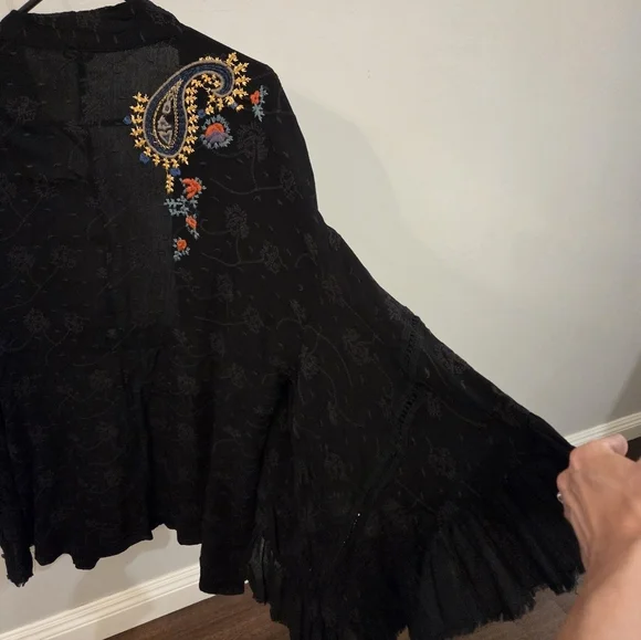 Dottie West Embroidered Ruffled Kimono Size XS/S - Picture 11 of 12